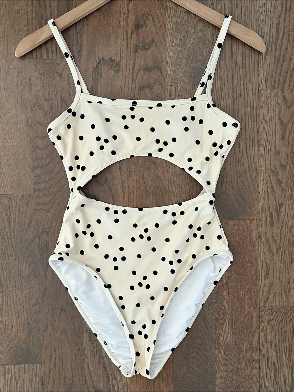 Madewell Second Wave Cutout One-Piece Swimsuit in Pearl Ivory Dot Toss Small